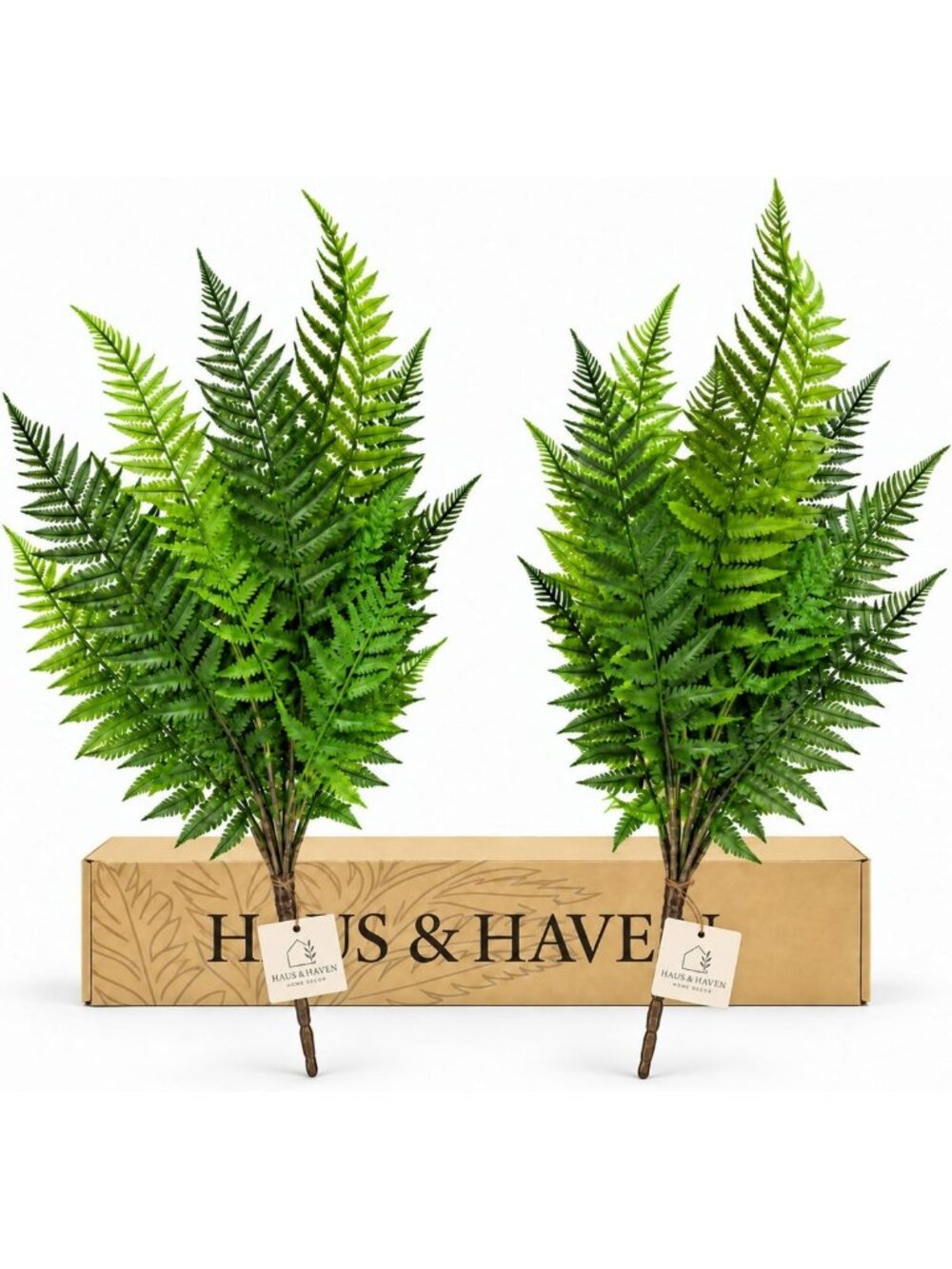 Realistic Faux Fern Stems 2PCS - Lush Greenery for Vase Decor, Home & Wedding